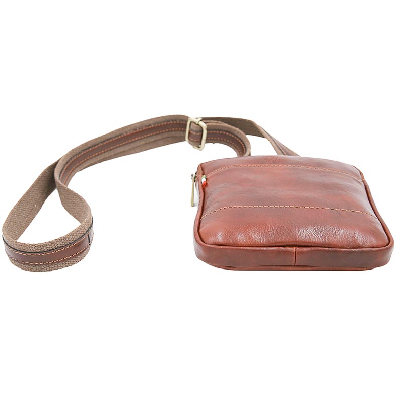 KEVIN-Men's handmade genuine leather crossbody bag with front pocket