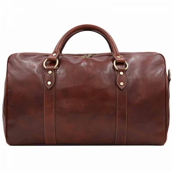 red leather travel bag