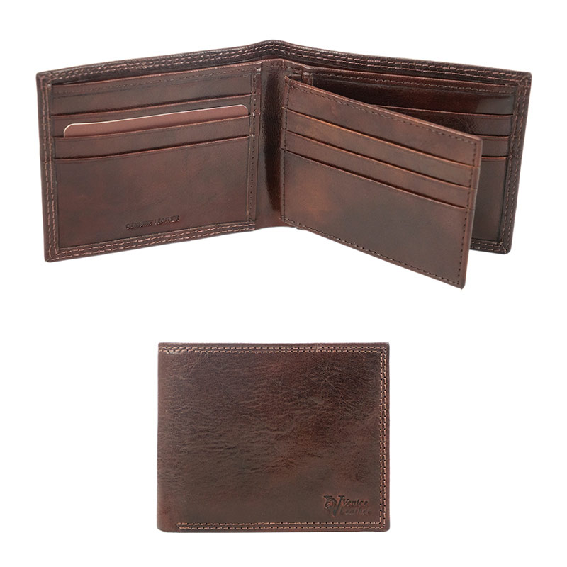 Simon-Men's luxury handmade leather wallet with removable credit card  section