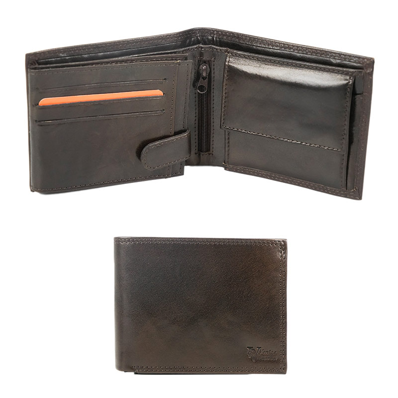 Antonio Men s handmade genuine leather wallet with inside zip pocket