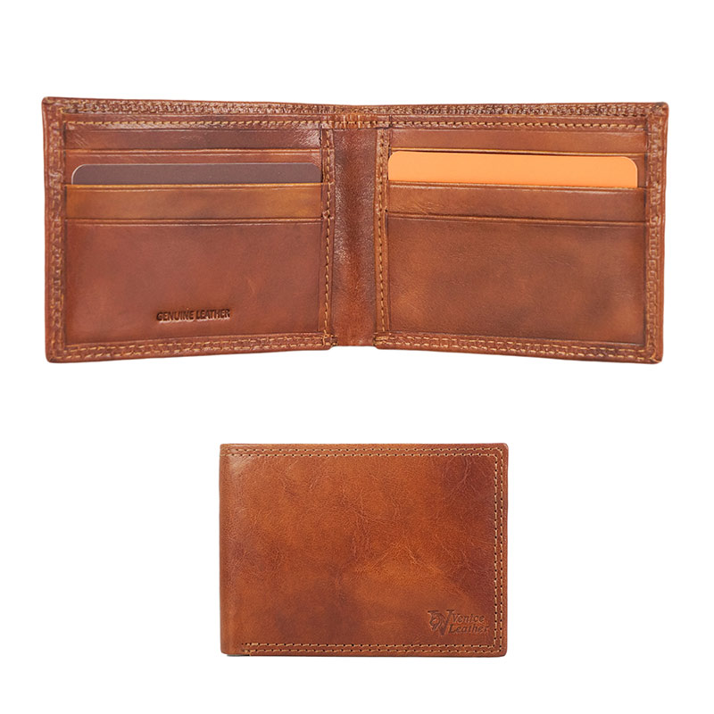 Pier-Men's handamade genuine leather wallet with saddle stitches