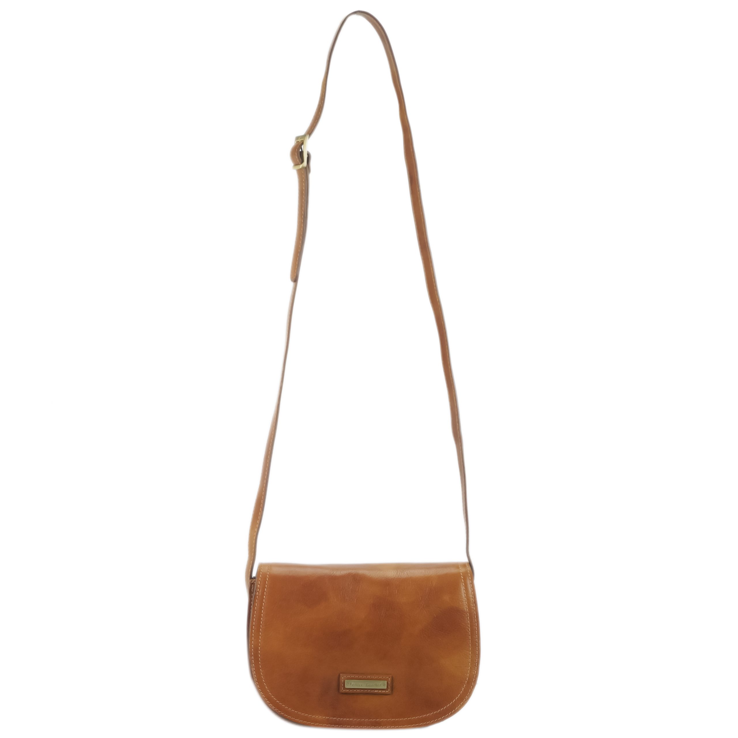 Small Italian Leather Cross Body Bag Brown/Cognac - 8106019