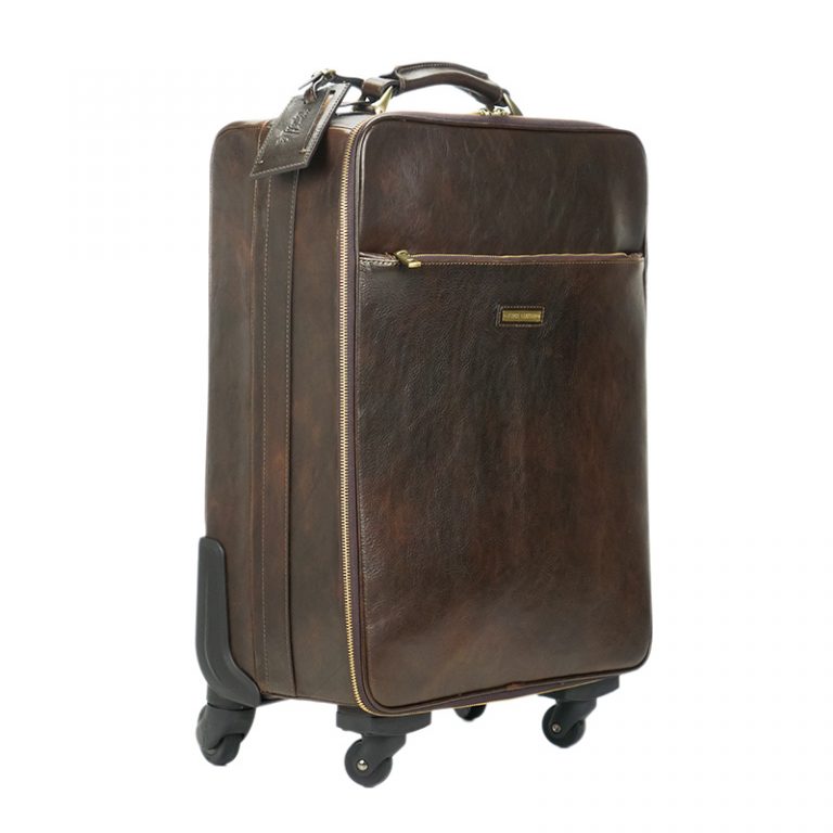 VALENTINO-Unisex genuine leather trolley/hand luggage with double zip ...