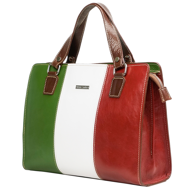 Large Italian Leather Purse for Women with Zipper and Wrist Strap