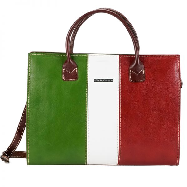 Green leather handbag