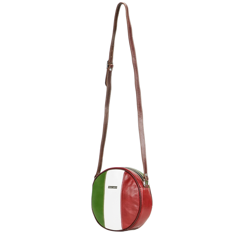 CATANZARO- Unisex handmade genuine leather travel bag with italian flag big  size